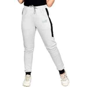 World Sports Cotton Blend Light Grey & Black Track Pant for Women, TP2XL720LGBS, Size: 2XL