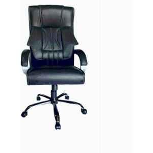 RM HOME Vira Leather High Back Black Executive Chair