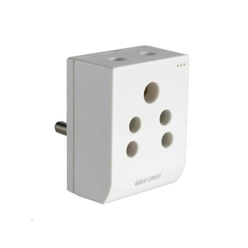 Gold Coast 6A 3 Pin Polycarbonate White Multi Plug Adaptor, 2146-WH