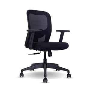 Praga Seating Qmesh 25.5x24.5x46.5 inch Polypropylene Medium Back Black Ergonomic Office Chair, QMBLBLBLNY1PMBOL