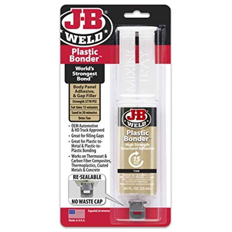 J-B Weld KwikWeld 25ml 3770psi Plastic Tan Bonder Structural Adhesive Syringe, 50133