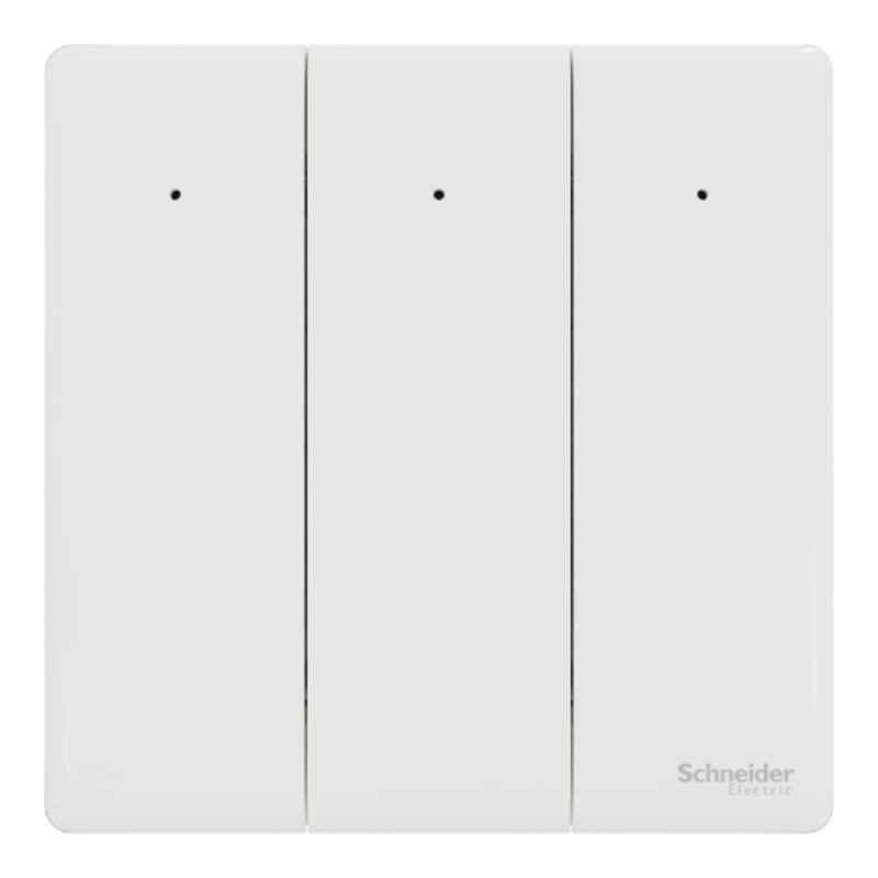 Schneider Electric Unica X 16A 250V 1 Way 3 Gangs Painted White Switch with LED, NUX33_1N_PW