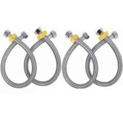 Senkiddpro 24 inch Stainless Steel Chrome Finish Connection Pipe (Pack of 4)