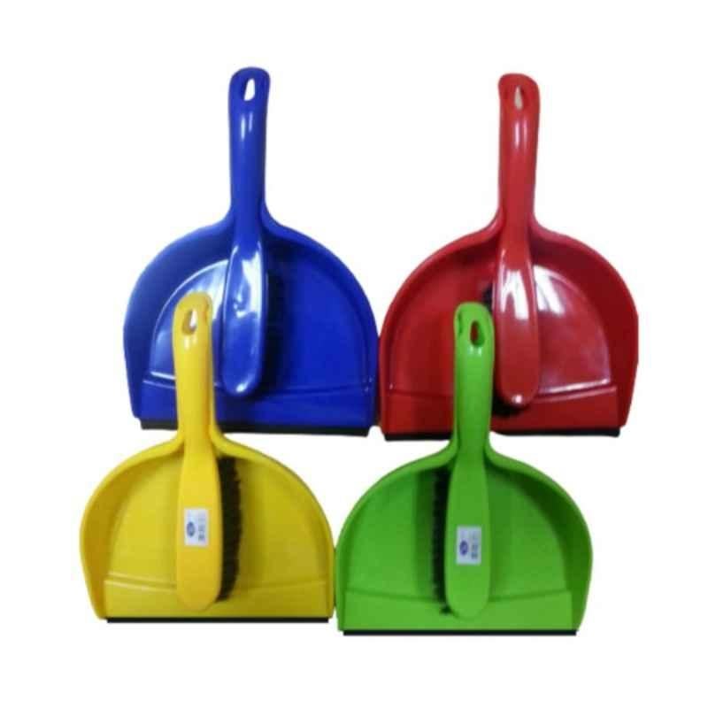 4 Pieces Plastic Dust Pan with Hand Brush Set