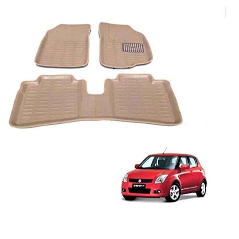 Kozdiko Thermoplastic Elastomer Beige 3D Car Floor Mat Set for Maruti Suzuki Old Swift