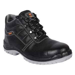 Hillson Mirage Leather High Ankle Steel Toe Black Work Safety Shoes, Size: 8