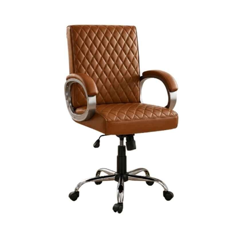 Aayra Comfort Pro PU Leather Tan Medium Back Armrest Ergonomic Office Chair, WTL88