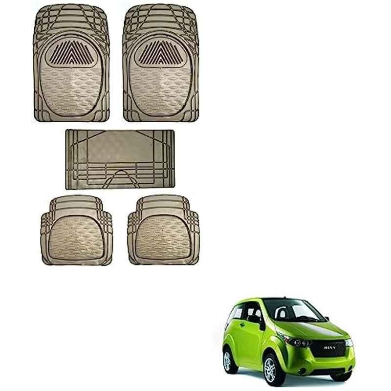 Kozdiko 5 Pcs 6205 Smoke PVC Rubber Car Foot Mat Set for Mahindra Reva