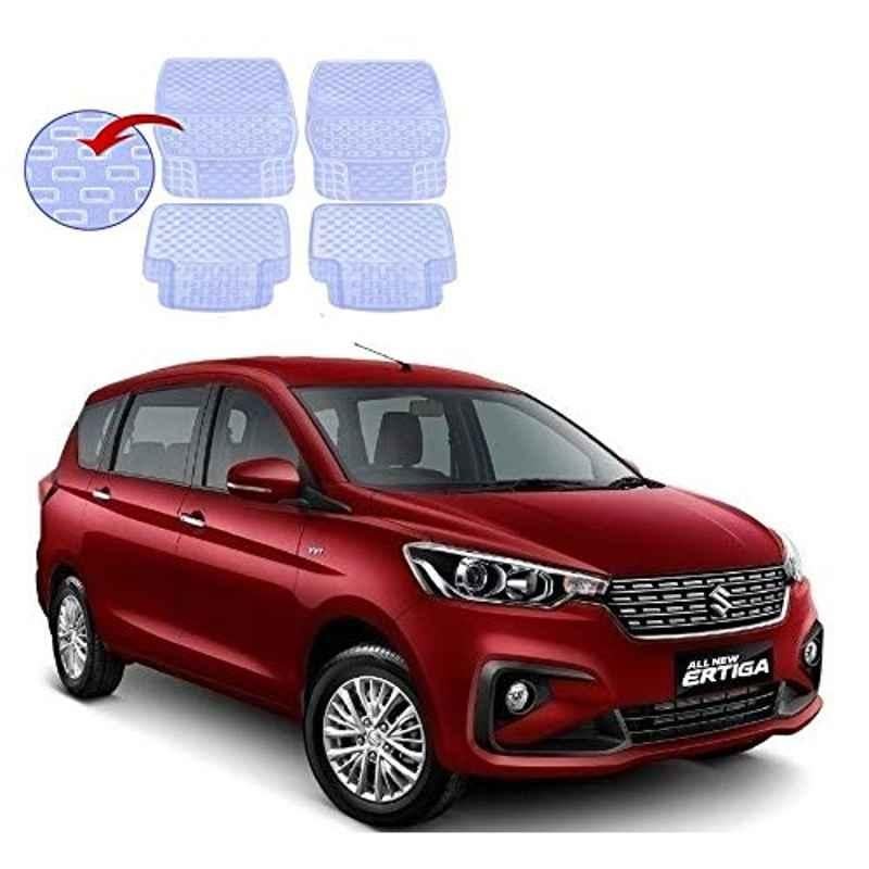 Kozdiko 93043 4 Pcs Rubber & PVC Clear Car Floor Mat Set for Maruti Suzuki Ertiga (Nov 2018-Present)