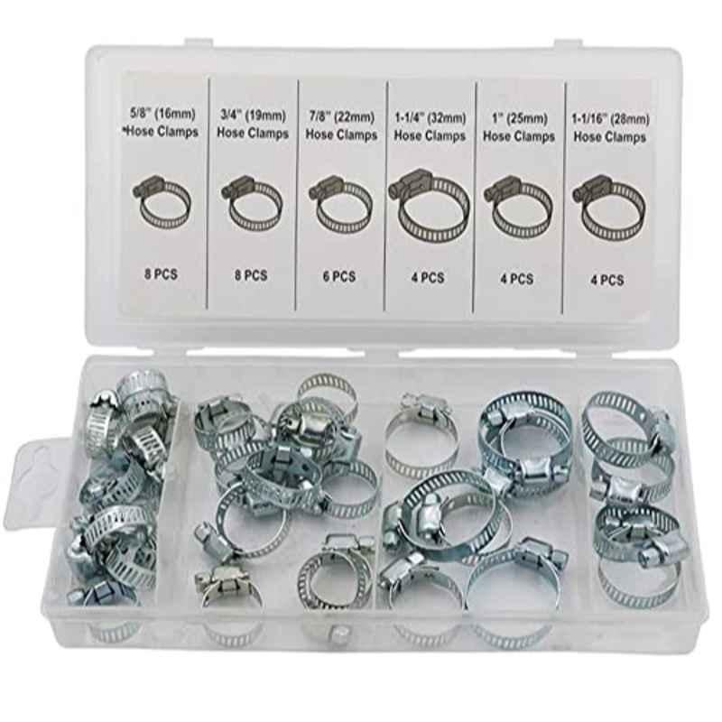 Rubik 34Pcs 16-32mm Stainless Steel Hose Clamps Set