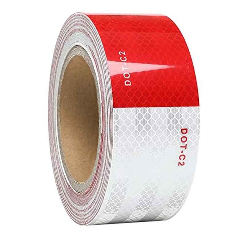 Tylife Dot-C2 Reflective Safety Tape,2 Inx75Ft Waterproof Red And White Adhesive Reflector Tape, Conspicuity Tape,Reflective Stickers For Trailers, Rv, Camper, Boat Trailers, Rv, Camper, Boat