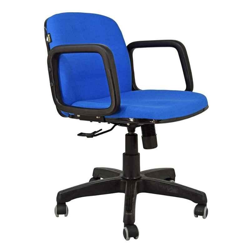 Caddy PU Leatherette Black & Blue Adjustable Office Chair with Back Support, DM 74 (Pack of 2)