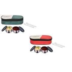 Carrolite 400ml Multi Colour Stainless Steel Lunchbox Buy 1 Get 1 Free, Comboblack_006 (Pack of 3)