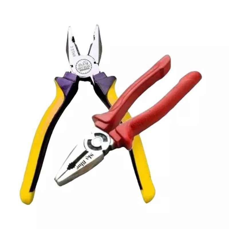 Sky Blue 2 Pcs 8 inch Multicolour 2 Cutting Wire False Piece Lineman Plier Combo, SBE284
