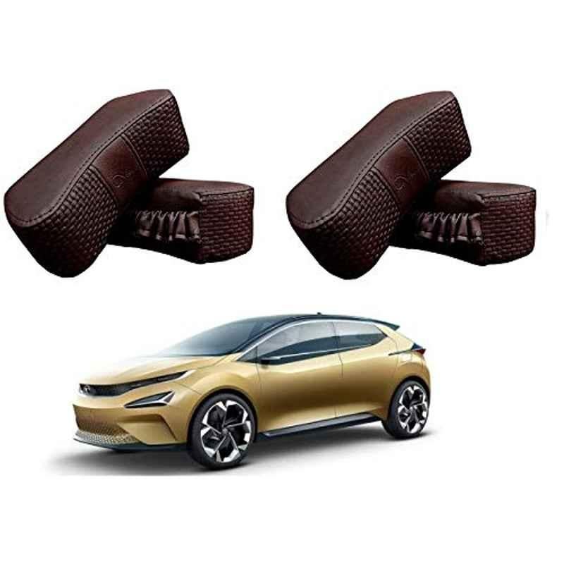 Kozdiko 4 Pcs CV Designer Cola Leatherite Neck Rest Car Cushion Pillow Set for Tata 45X