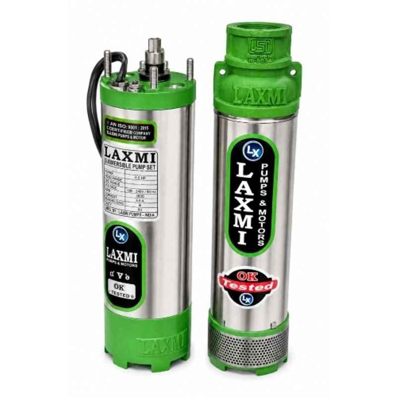Laxmi V3 0.5HP Single Phase 13 Stage Borewell Water Submersible Pump with Panel & Cable, Head Range: 130 ft