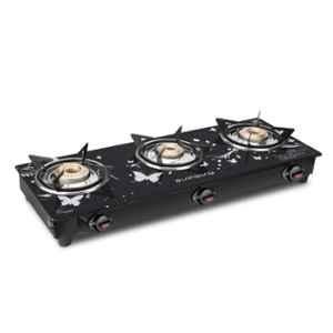 Longway Astra 3 Burner Black Glass Top Manual Ignition Gas Stove