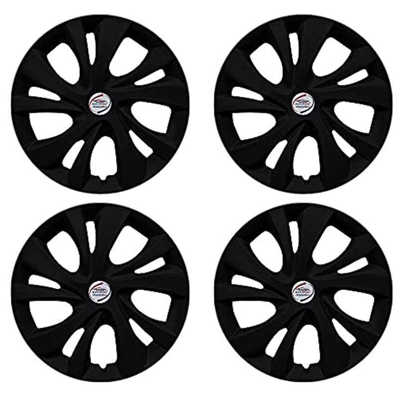 Auto Pearl 4 Pcs 14 inch Plastic Black Universal Wheel Cover Set for All Cars