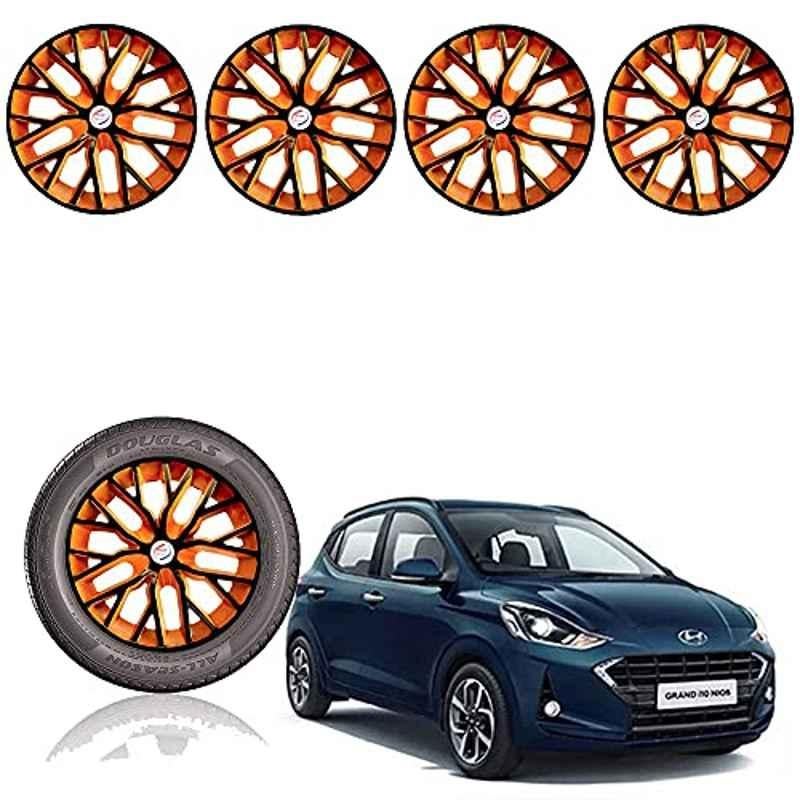 Auto Pearl 14 inch ABS Black & Orange Press Type Car Hub Cap Wheel Cover for i10 Grand Nios