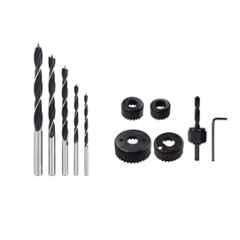 Hillgrove HGCM181M1 5 Pcs Wood Drill Bit Set with 6 Pcs Woodworking Hole Saw Bits, HGCM394