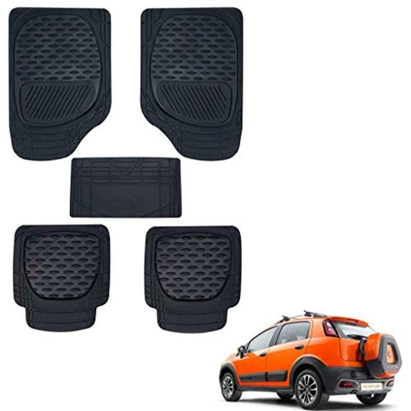 Kozdiko 6255TW 5 Pcs PVC & Rubber Black Car Mat Set for Fiat Avventura