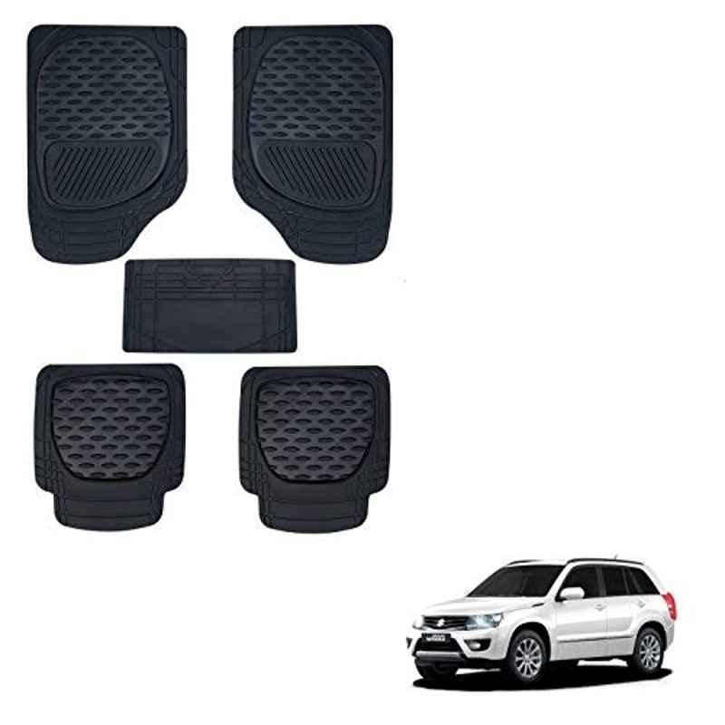 Kozdiko 6255 5 Pcs Rubber & PVC Black Heavy Car Foot Mat Set for Maruti Suzuki Grand Vitara