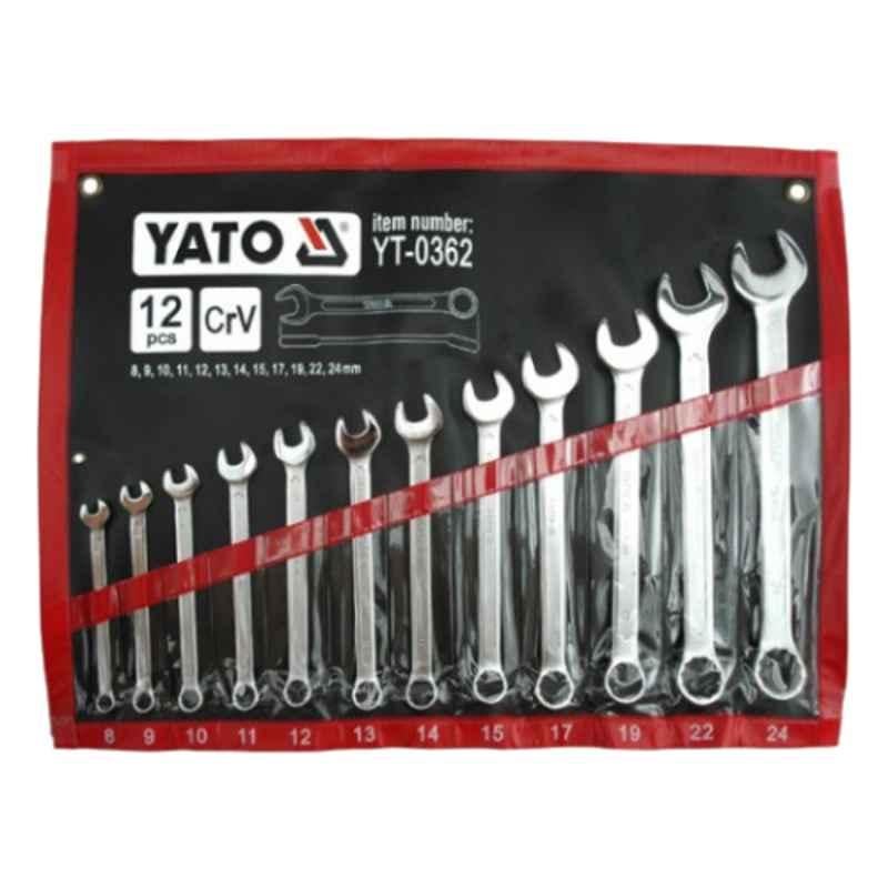 Yato 12 Pcs 8-24mm CrV Combination Spanner Set, YT-0362