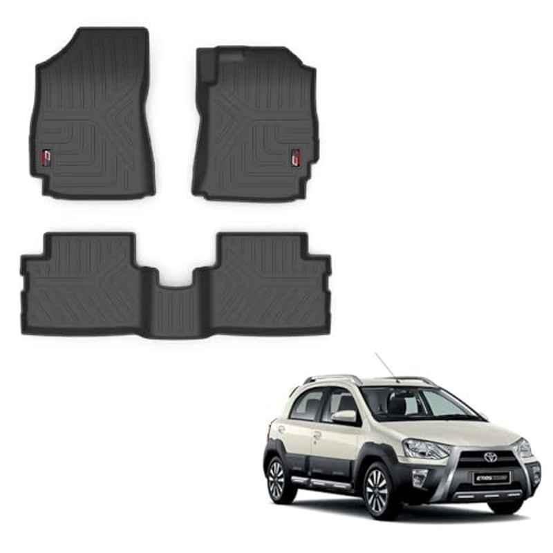 Kozdiko Thermoplastic Polyolefins 3D Life Long Car Floor Mat Set for Toyota Etios Cross