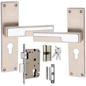 ATOM 203mm Zinc Silver Satin Finish Mortise Door Lock Set, MH-O47-CY-SS-BSK