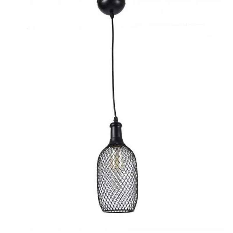 Tucasa Iron Bottle Shaped Metal Pendent Light with Black Shade, HG-15