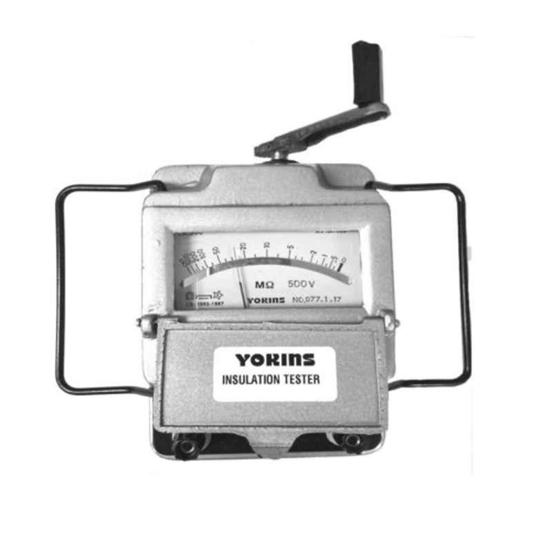 Yokins Metal 500V Megger Hand Driven Insulation Tester, 500 MOhms