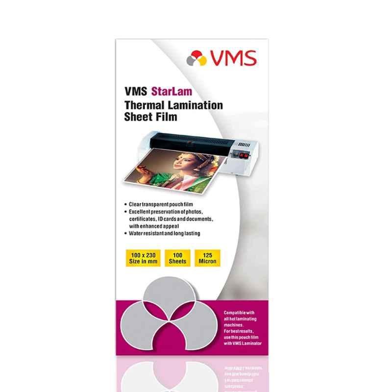 VMS Starlam 100 Pcs 100x230mm 125 Micron Thermal Lamination Pouches Set for Aadhar Card, 612510023SG_1