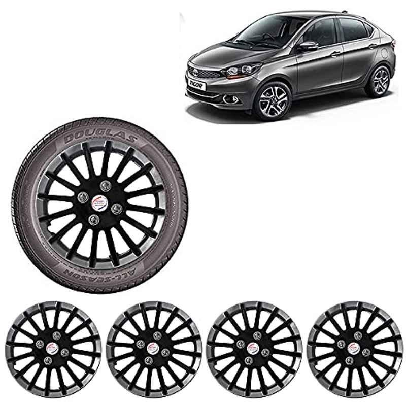 Auto Pearl 4 Pcs 13 inch ABS Black Car Wheel Cover Set for Tata Tiago XB, XE & XM