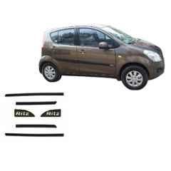 SureStrive 6 Pcs Black Side Door Car Beading Set for Maruti Suzuki Ritz 2009-2012 Type-1 Model