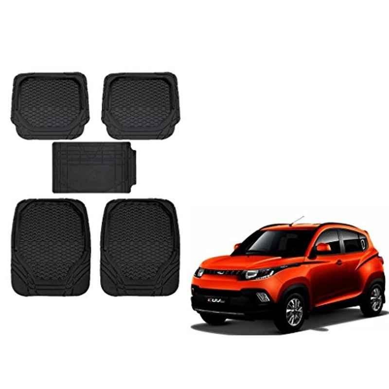 Kozdiko 8855TW 5 Pcs Rubber Black Rubber Car Mat Set for Mahindra Kuv 100