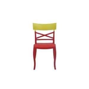 Supreme Cruz Wooden Looks Plastic Red Yellow & Chair without Arm (Pack of 2)