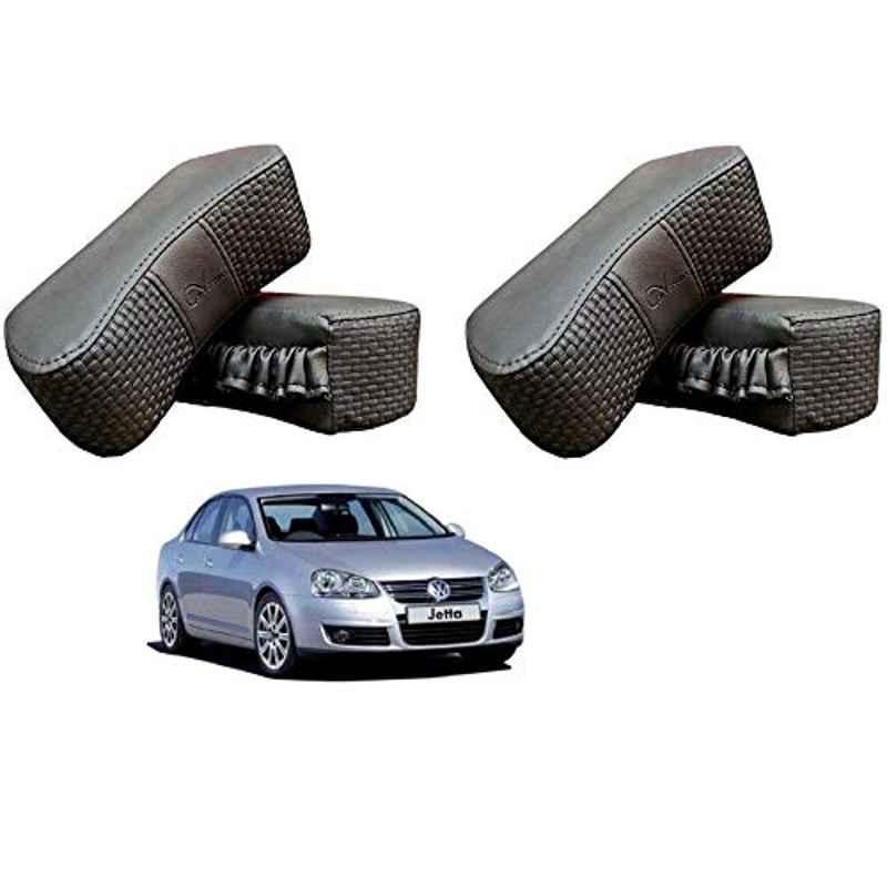 Kozdiko 4 Pcs CV Designer Grey Leatherite Neck Rest Car Cushion Pillow Set for Volkswagen Old Jetta 2008-2015