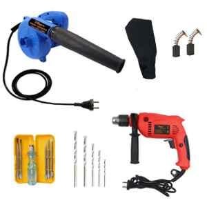 Hillgrove HGCM354M1 800W 18000rpm Electric Suction Dust Cleaner Air Blower, 700W Drill Machine, 5 Pcs Masonry Drill Bits & Carbon Brush Combo, HGCM646