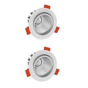 Fybros Pace 10W Aluminium Cool White Round LED COB Down Light, FLS5762B (Pack of 2)