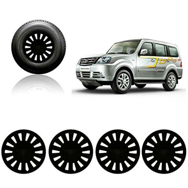 Auto Pearl 4 Pcs 15 inch Black Wheel Cover Set for TATA Sumo Grande