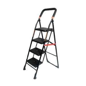 Inaithiram SL4SDLX 150kg 4 Step CRC Black Powder Coated Foldable Step Ladder with Anti Slip & Safety Clutch Lock