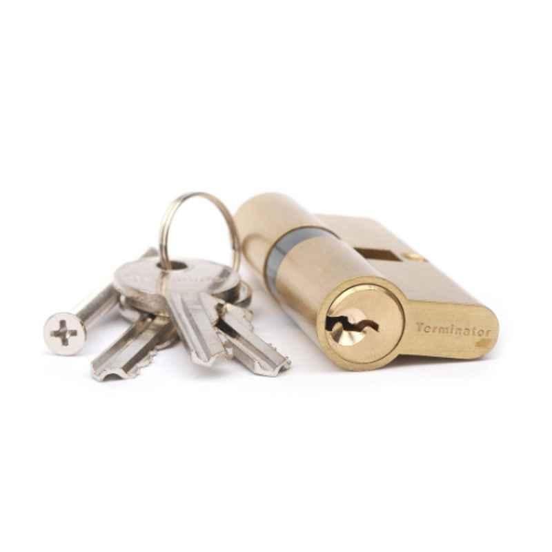 Terminator 70mm Brass Cylinder Door Lock with 3 Keys, TCL 1070
