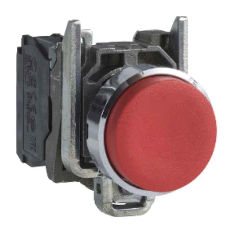Schneider Harmony 1-NC Metal Projecting Red Spring Return Unmarked Push Button, XB4BL42