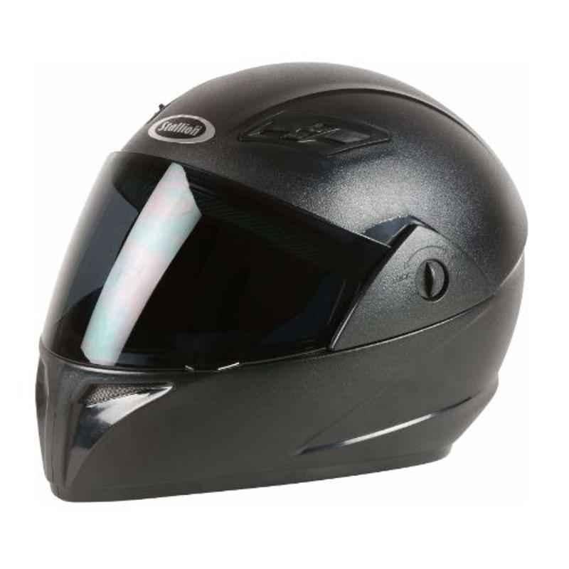 Stallion BLK Vento Plus Black Full Face Bike Helmet, Size: M