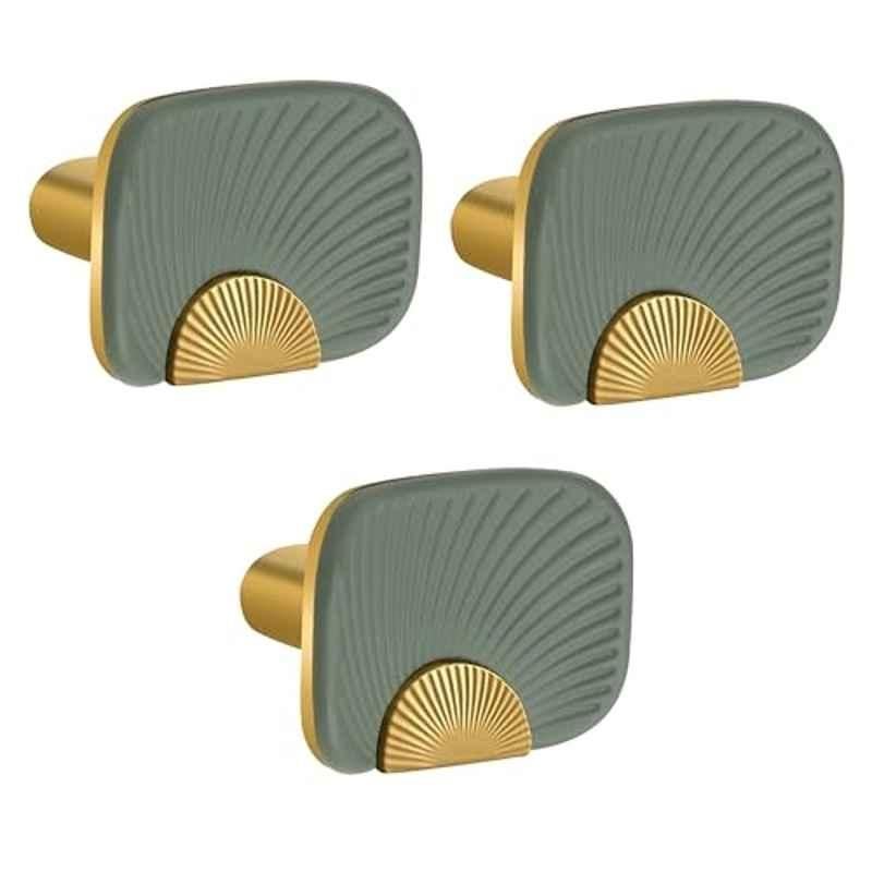 Plantex Knobs for Drawers/Drawer Knobs/Rectangle Knob for Cabinets/Pull-Push Knob for Kitchen/Bedroom/Drawer (Pack of 3) Gold & Green