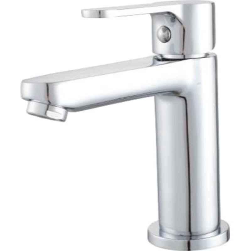 Hindware Brass Chrome Finish Single Liver Basin Mixer with 450mm SS Hose, 514763