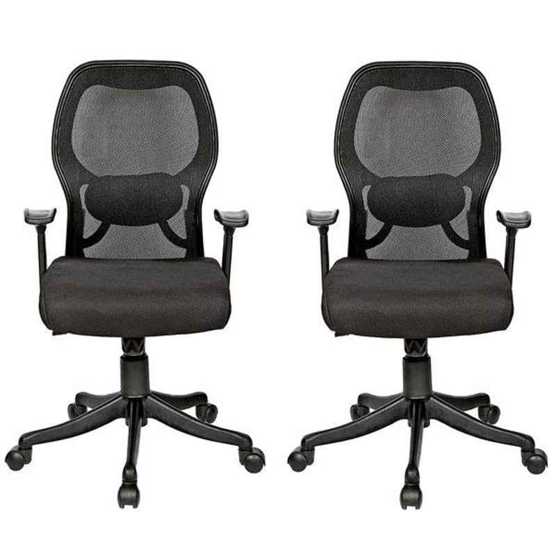 Regent Matrix LB Net & Metal Black Chair with T Type Handle (Pack of 2)