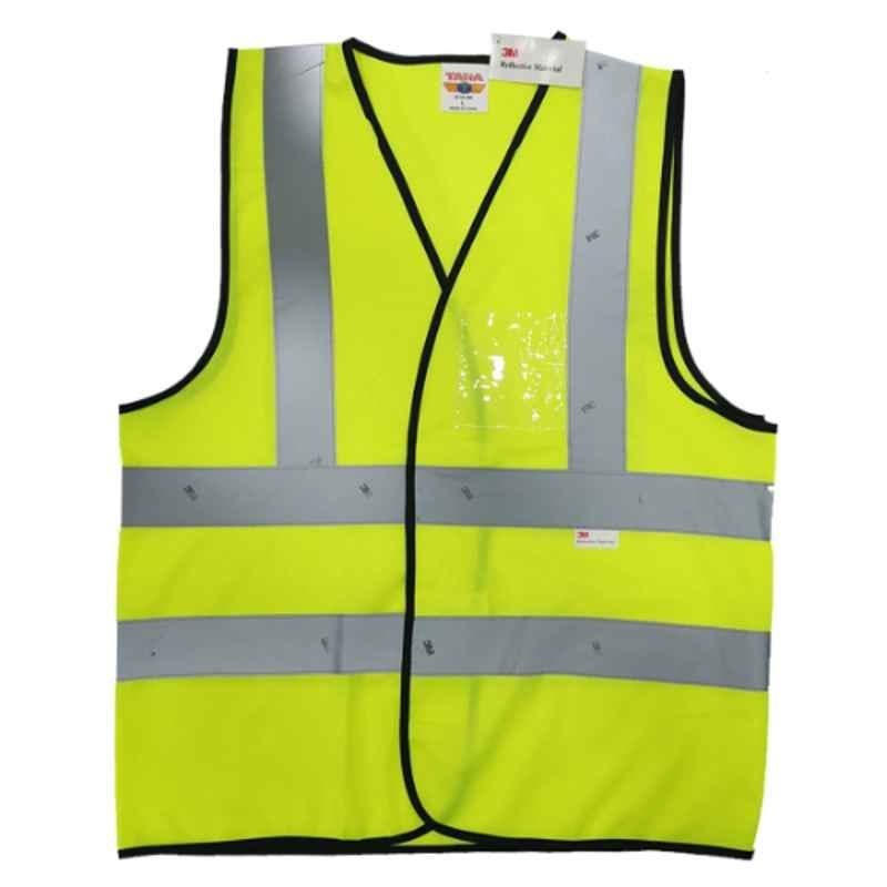 Taha Polyester Yellow 4 Line 3M Safety Jacket, SJ22, Size: XL