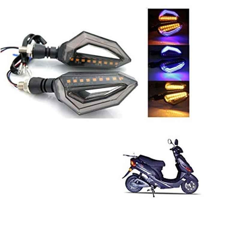 Kozdiko 4 Pcs Bike D Shaped 9 LED Front & Rear Side Turn Signal Indicator Light Set for Avon E Mate