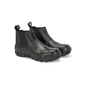 Eego Italy WSOLID Genuine Leather Steel Toe Black Safety Chelsea Boot with TPR Sole, ISI & BIS Approved for Women, Size: 39